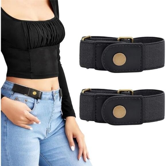 No Buckle Stretch Belt for Women/Men—2 Pack Elastic Invisible Belt for Jeans - Picture 7 of 7